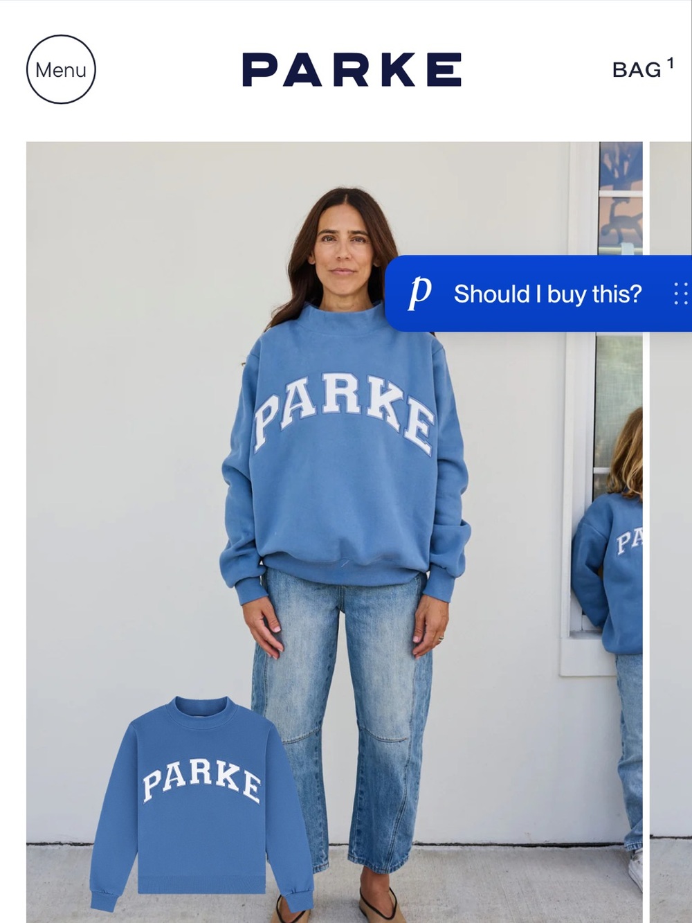 Parke Washed Indigo and White Mockneck
